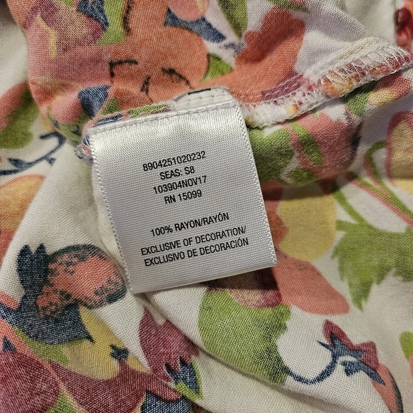 Roebuck & Co Cold Shoulder Floral & Embroidered 100% Rayon Girls Blouse Size M - Picture 6 of 6